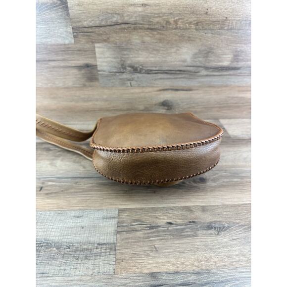 Vintage LEATHER PURSE Latch Saddlebag Braided Shoulder Strap Boho - Picture 4 of 10